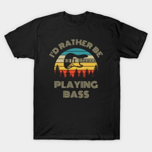 I'd Rather Be Playing Bass J-Style Bass Guitar Retro Vintage Sunset T-Shirt